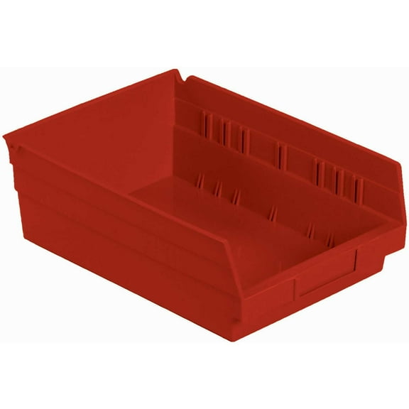 Plastic Shelf Bin Nestable 8-3/8"W x 11-5/8" D x 4"H Red, Lot of 12