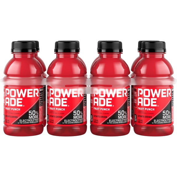 POWERADE Fruit Punch Electrolyte Sports Drink Bottles, 12 fl oz, 8 Pack