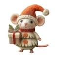 thumbnail image 3 of Mouse Ornament Handmade Animal Decoration, 4" Cute Mouse Figurine for Home Decor, Adorable Animal Gift for Spring Easter Christmas Thanksgiving Table Decor, 1pcs C, 3 of 4