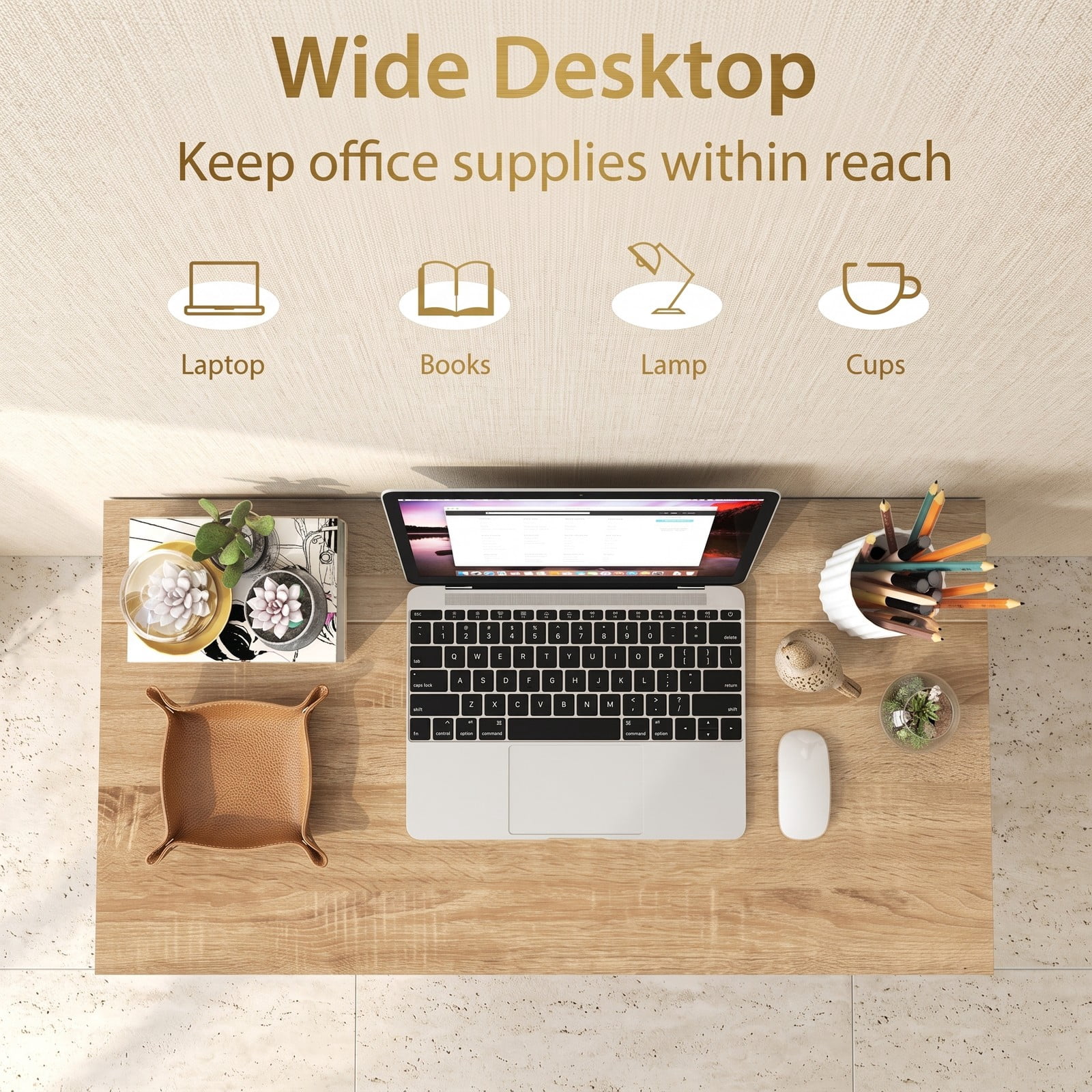 Furnibear Folding Computer Desk 31 Inch Small Desk for Home Office, Space-Saving Writing Study Desk with Metal Frame, Natural