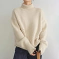 thumbnail image 6 of comerut Women Winter Sweater High Collar Long Sleeve Soft Warm Knitting Tops Solid Color Loose Fit Pullover Tops, 6 of 8