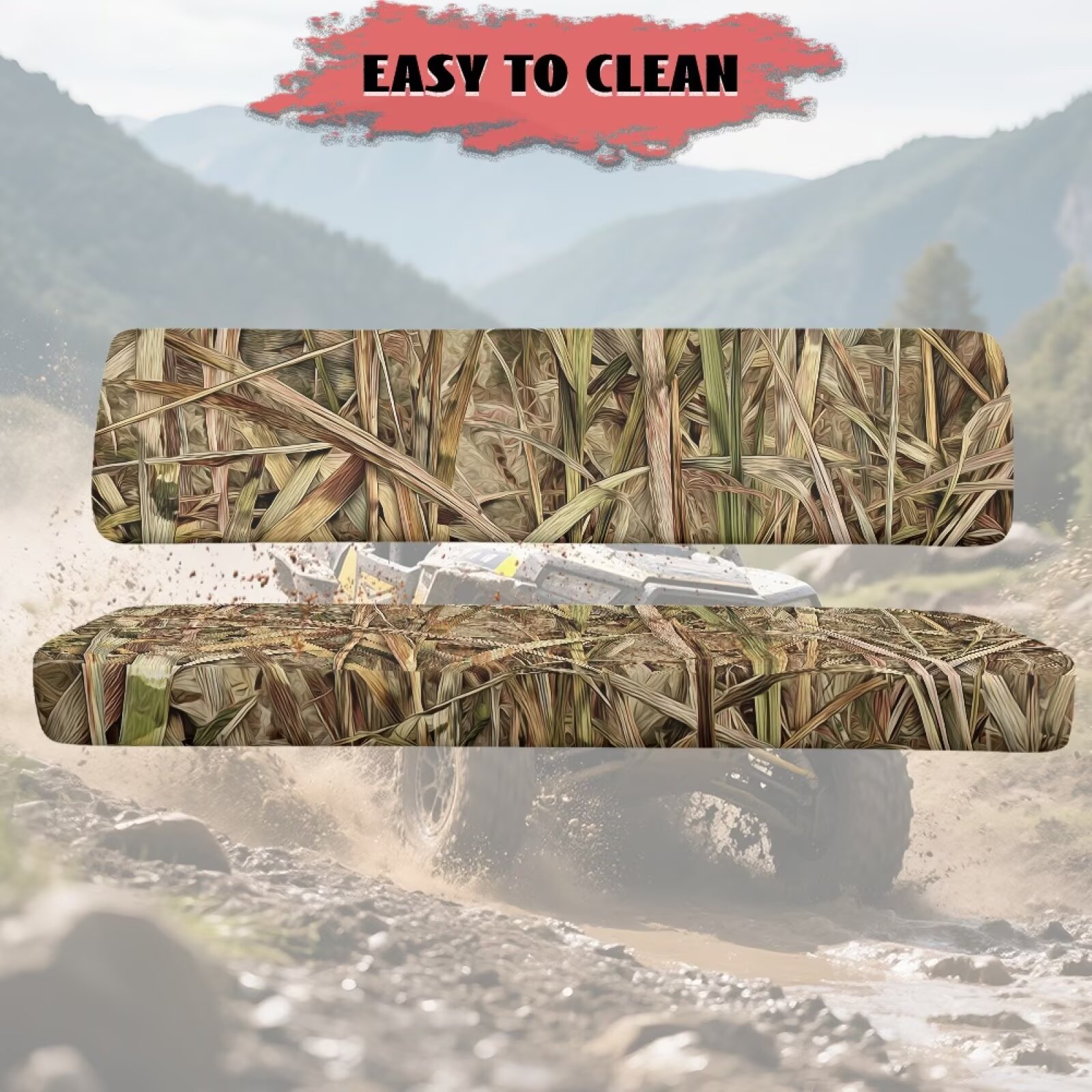 Yuyamidu Duck Hunter Camouflage UTV Seat Cover Anti Slip Mule Bench Seat Cover All-Weather Protection UTV Seat Accessories for Kawasaki Mule 2009-2024 4000 4010/2001-2018 3000 3010