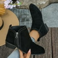 thumbnail image 4 of Suede Ankle Boots for Women Casual Dressy Stitching Zipper Business Work Booties Chunky Heel Winter Short Boots, 4 of 6