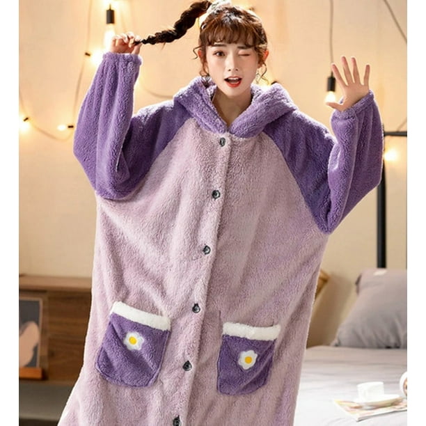 Bata Para Dormir Mujer Invierno Calientita Capucha Cosplay LOLE Bata
