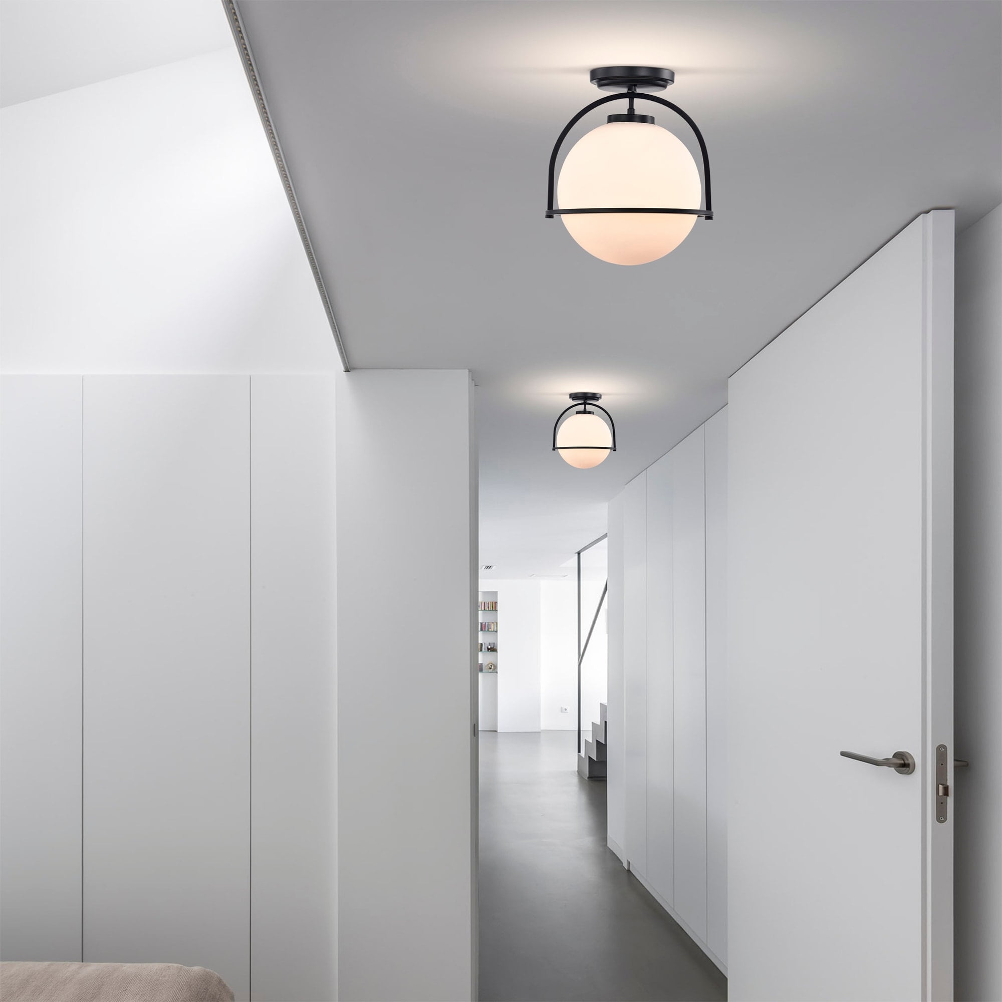 Nuka 12 in. 1-Light Indoor Matte Black Finish Flush Mount with Light Kit