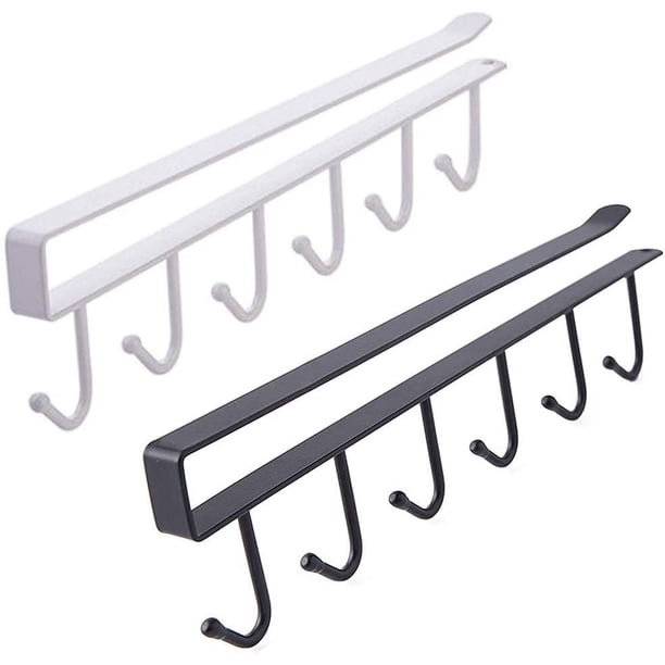 2 ganchos de almacenamiento para tazas, tazones, ganchos para copas de vino, utensilios de cocina, corbatas, cinturones y bufandas, ganchos para colgar debajo de los gabinetes, no se requiere taladrar Ormromra YQ-2771