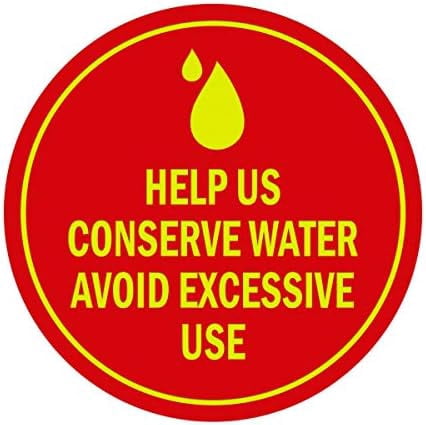 circle help us conserve water avoid excessive use sign (red/yellow ...