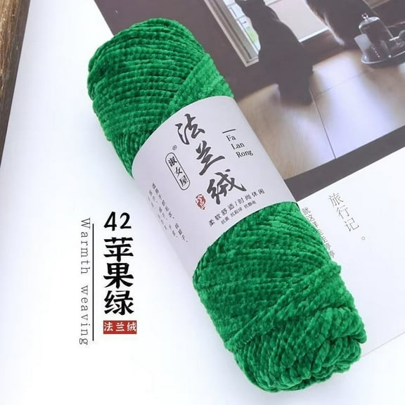 ERDOUY 300G Velvet Yarn Crocheting Fuzzy Yarn, Premier Plush Parfait Chunky Blanket, Velvet Fluffy Chenille Blanket Yarn,Crochet Knitting Soft Thick Plush Lustrous,Apple Green