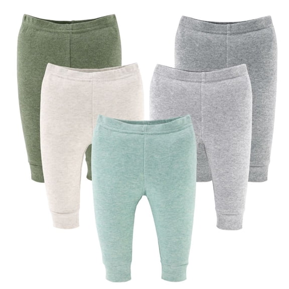 The Peanutshell Baby Boy and Baby Girl Pants, Soft Heather Neutrals Unisex Pull On Pants for Newborns, 5-Pack