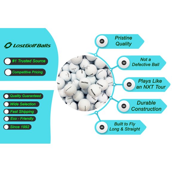 Pre-Owned LostGolfBalls - Titleist Tour Practice Golf Balls in Pristine Condition Quality, No Logos, No Player Markings, Recycled Used Golf Balls, Perfect Condition, Unreal Value, White