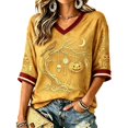 thumbnail image 2 of Bovemsi Business Casual Tops for Women Soft Loose‑Fit V‑Neck Half‑Sleeve Prints Fashion Outfits Clothes M, 2 of 4