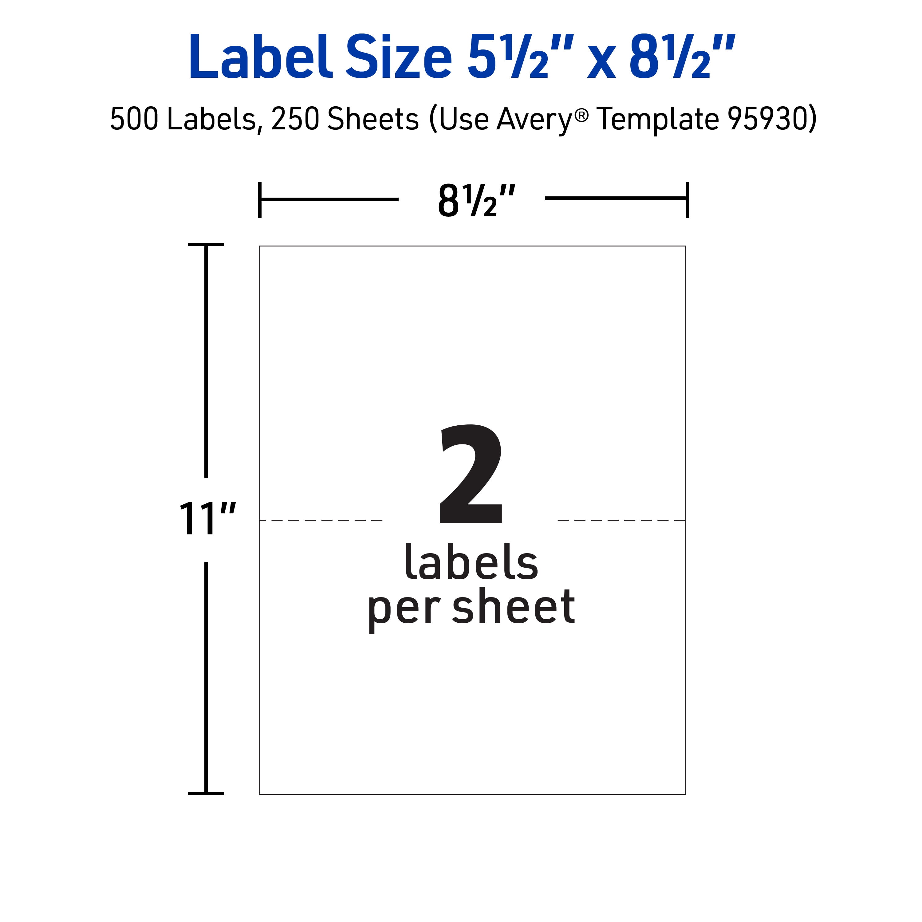 Avery Shipping Labels, 5.5" x 8.5", White, 500 Labels (95930)
