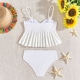 thumbnail image 6 of Confree For Girls Summer 2 Piece Swimsuit Solid Color Bathing Suits Holiday Casual Comfortable Little Girls Swimwear Size 9-10 Years White, 6 of 7