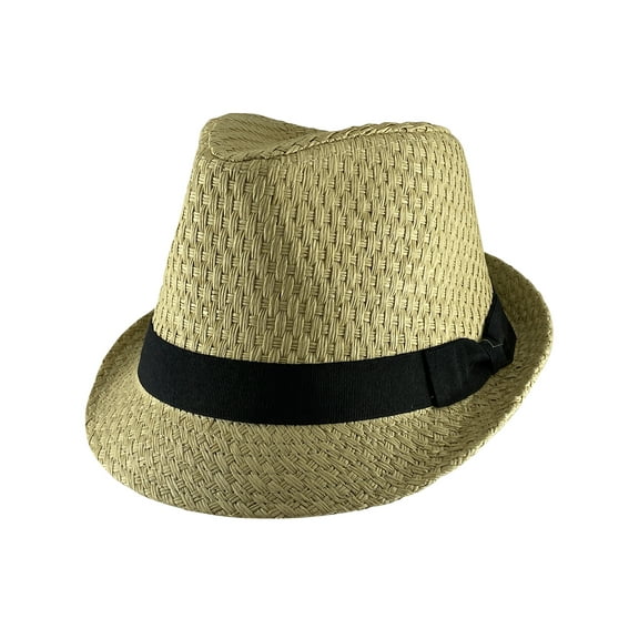 Top Headwear Natural Straw Fedora Hat - Natural - Small-Medium