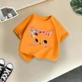 thumbnail image 5 of Wuxian Kids Girls Tops Graphic Print Tee Shirt Round Neck Short Sleeve T Shirts Summer Cute Trendy Tshirt,Orange,4-6 Years, 5 of 5