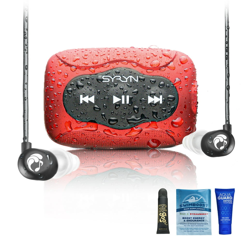 SYRYN Waterproof MP3 Player and Swimbuds Flip earbuds