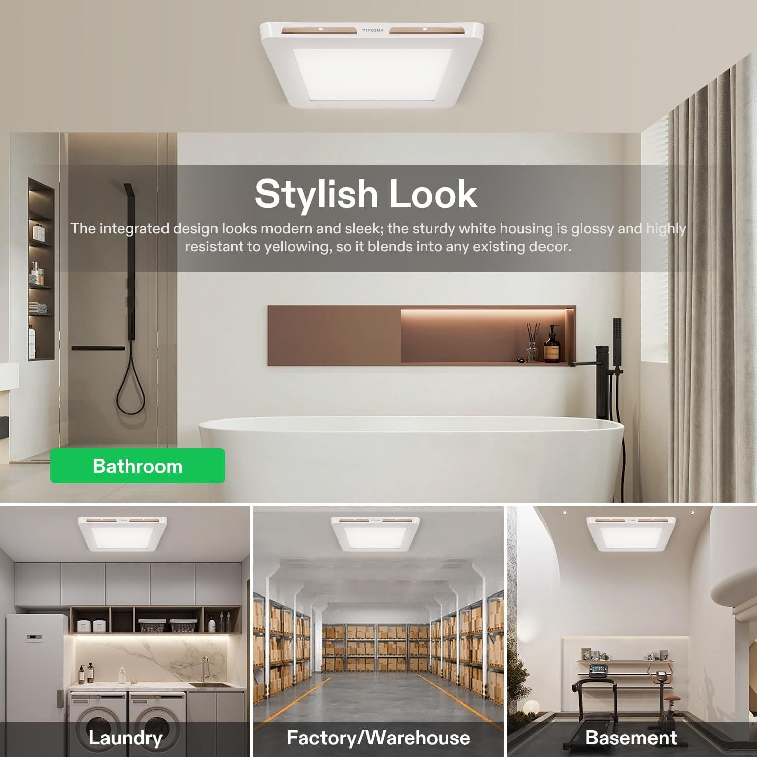 VIVOSUN 110 CFM 1.0 Sones Bathroom Ventilation & Exhaust Fan with Dimmable LED Light, 4 Inch Duct Fan