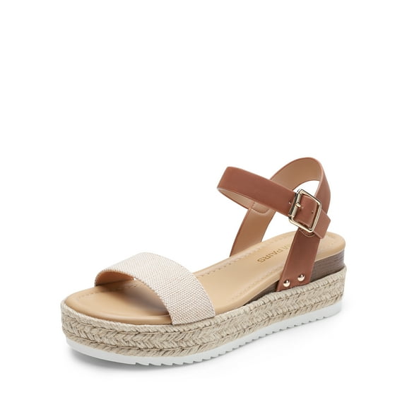 DREAM PAIRS Women's Platform Espadrilles Wedge Sandals, Comfortable Open Toe One Band Sandals for Women Dressy Casual Summer