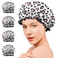 thumbnail image 7 of Shower Caps,Pink and Black Of Leopard Print Waterproof Shower Cap for Women 4 Pieces,Double Reusable Hair Cover for Shower PEVA Elastic Stretch Hem, 7 of 7