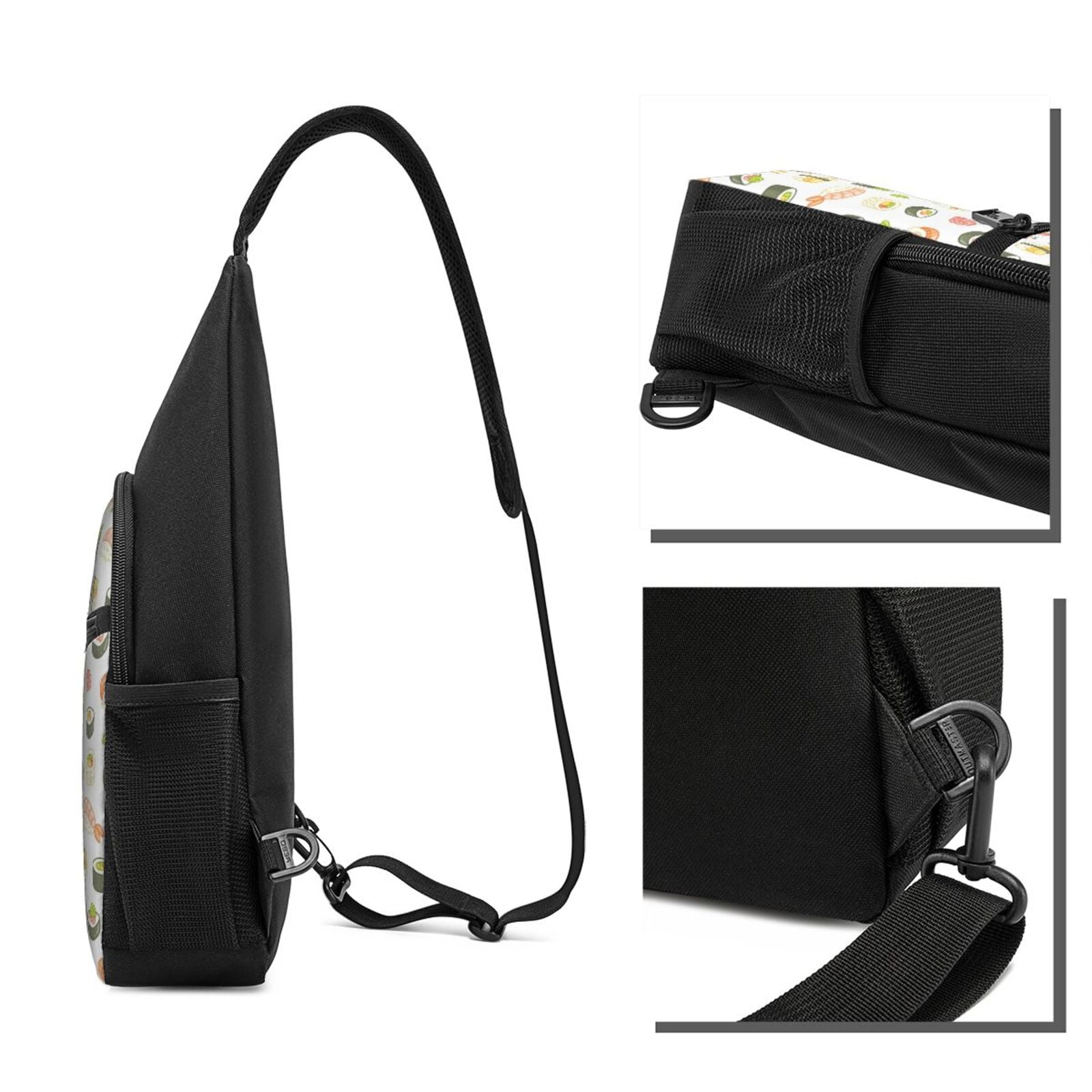 Xecao's Sushi and Rolls Print Sling Bag: A Versatile Chest, Shoulder, and Crossbody Backpack for Casual Days Out, Perfect for Both Men and Women