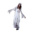 thumbnail image 2 of Adult Women's Irregular Blood Corpse Bride Halloween Long Dress Party Cosplay Costume with Veil - Size M (White), 2 of 2