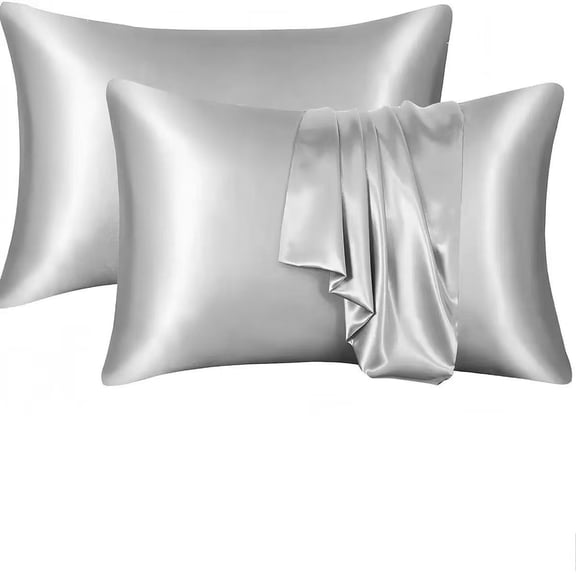 Satin Pillowcase Set of 2, Silky Soft Queen Size Pillow Cases for Hair and Skin, Cooling Smooth Bed Pillow Cover with Envelope Closure, Wrinkle Resistant, 20x30 Inches (Multiple Colors)