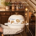 thumbnail image 2 of CAROTE 2.11 QT Cast Iron Bread Oven with Lid, Round Dutch Oven for Bread Baking, Cream White with Bakery Design, 2 of 9