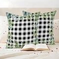 thumbnail image 3 of Eucalyptus Leaves Outdoor Waterproof Pillow Covers, Summer Botanical Black Checked Decorative Square Throw Pillowcase Sofa Cushion Sham for Patio/Couch/Chair, 16"x16" 2 Pack, 3 of 8