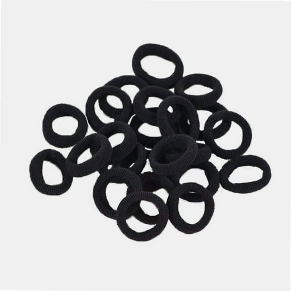1inch in Diameter Elastic Cotton Stretch Hair Ties Bands for Toddler Baby Girl Women Very Thin & Fine Hair,Small Size Rubber Band Ponytail Holders/100pcs/Black