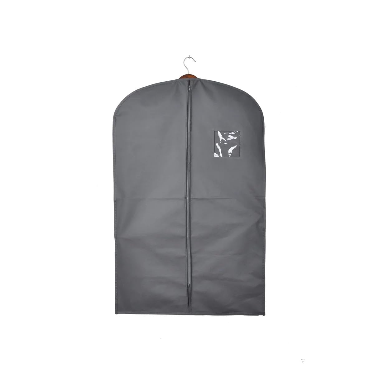 J&V TEXTILES Garment Bags for Clothes Storage, 6 Pack, Black and Beige, Suit Bags with Clear Window 23.65" x 36.25"
