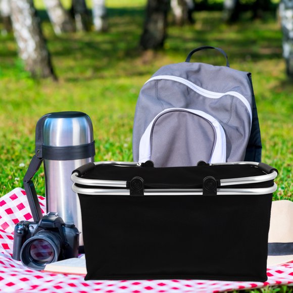 Conteneur de Pique-Nique Isolé Glacière Portable avec Poignée en Aluminium en Tissu Oxford