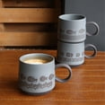 thumbnail image 3 of Vintage Pink Heart Patterned Stoneware Coffee Cup Restaurant/Café Oatmeal Breakfast Mug 450ml, 3 of 7