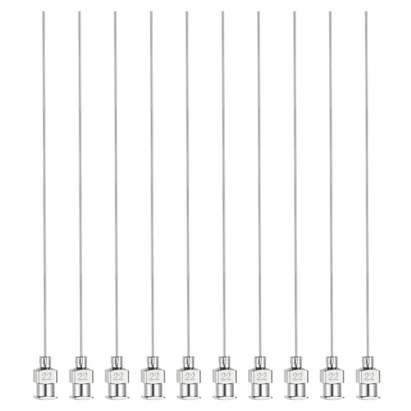 10pcs Dispensing Needles 22 Gauge 4 Inch Stainless Steel Blunt Tip Luer Connector for Refilling Glue Oil Thick Liquids Ink Lab Use, Silver