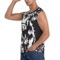 thumbnail image 3 of Fotbe Floral Cow Silhouette Men's Camiseta sin Mangas Estampada para Hombres, Playera Casual para Gimnasio, Entrenamiento, Playa-Large, 3 of 7
