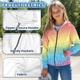 thumbnail image 6 of Uourmeti Rainbow Polka Dot Zip Up Hoodie with Pockets Long Sleeve Lightweight Comfy Casual Outerwear for Girls Teens Size 6-9, 6 of 7