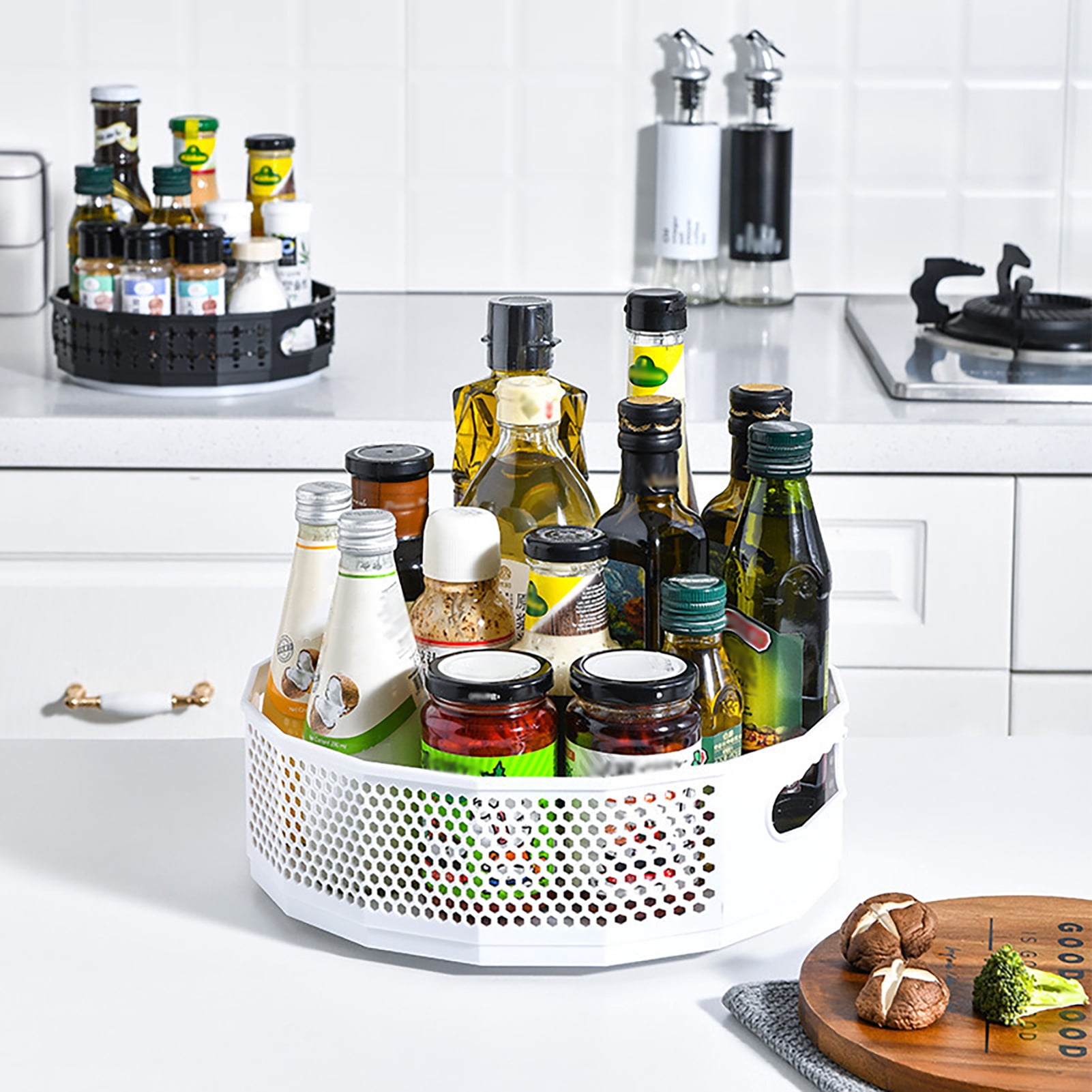 Hariumiu Kitchen Spice Rack 360 Degree Rotating Large Capacity ...