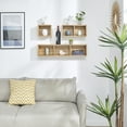 thumbnail image 3 of Danya B. Bauhaus Floating Geometric Cubby Wall Shelves - Set of 3 Sizes - Chestnut, 3 of 11
