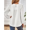 thumbnail image 4 of Corabera Womens Blouses Dressy Casual Ribbed Boho Tops for Women Crewneck Long Sleeve Shirts Loose White Flowy Peplum Tops for Fall, 4 of 7