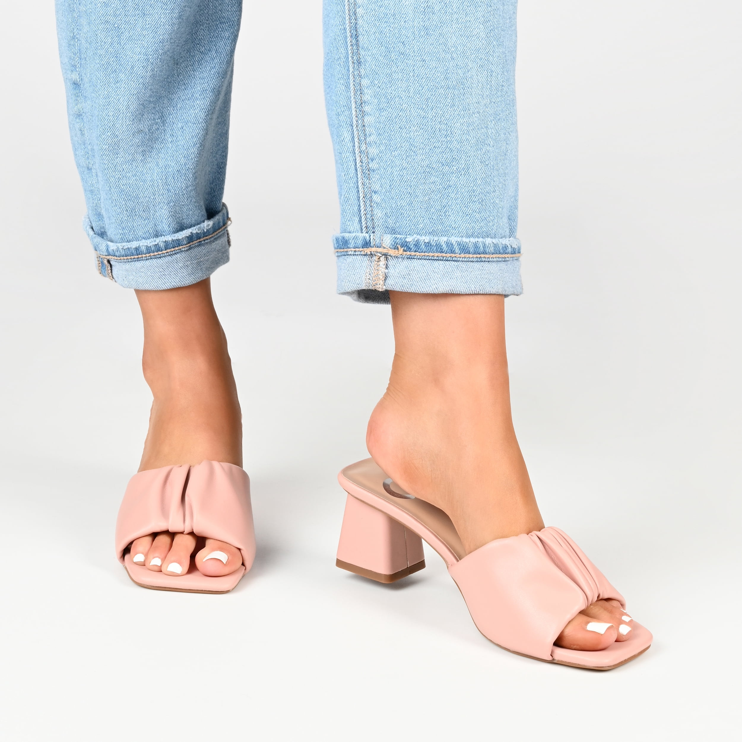 Journee Collection Womens Briarr Open Square Toe Block Heel Sandals