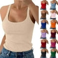 thumbnail image 2 of VISALY Women Plus Size Fashion Sleeveless Tops Slim Fit Vest Summertank Top Casual Tops, Plus Size Tops, Underwear Camisoles (Coffee, XXL), 2 of 7