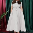 thumbnail image 2 of Evdexr Long Maxi Dresses for Women Plus Size Solid Color Dress Short Sleeve Crew Neck Dresses Light Gray 5XL, 2 of 4