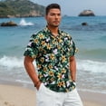 thumbnail image 6 of Sumtumn Hawaiian Shirt for Men Summer Short Sleeve Beach Shirt Black Golden Floral Tropical Shirts, 6 of 7