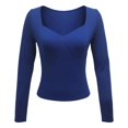thumbnail image 3 of DHFJKG Long Sleeve T Shirts For Women V Neck Low Cut Crop Tops Fall Slim Fit Basic Tees, 3 of 4