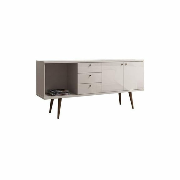 63.38 in. Utopia Wide Dresser with 3 Drawer, Off White & Maple Cream