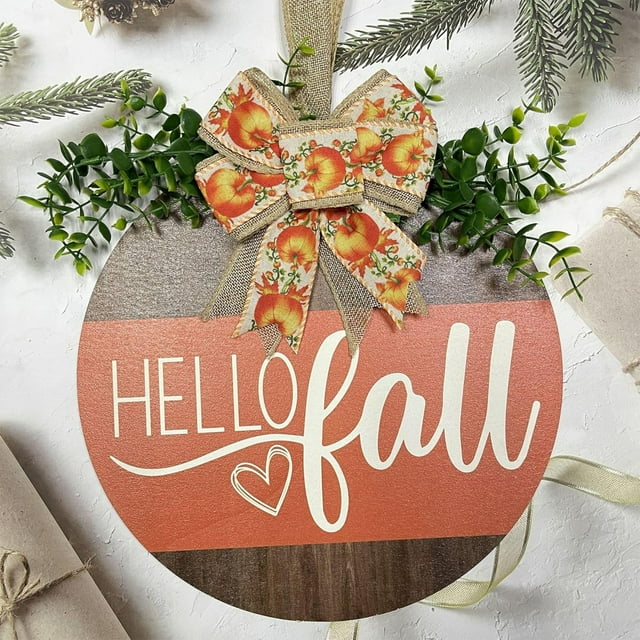 Fall Pumpkin Decor Charming Door Sign & Wall Hanger For Indoor/Outdoor Farmhouse Thanksgiving Rustic Decorations