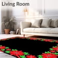 thumbnail image 2 of ODIKA 5'x7' Machine Washable Non-Slip Area Rug, Snowflake Medallion Holiday with Poinsettia Borders High Traffic Rug, Red, 733127, 2 of 7