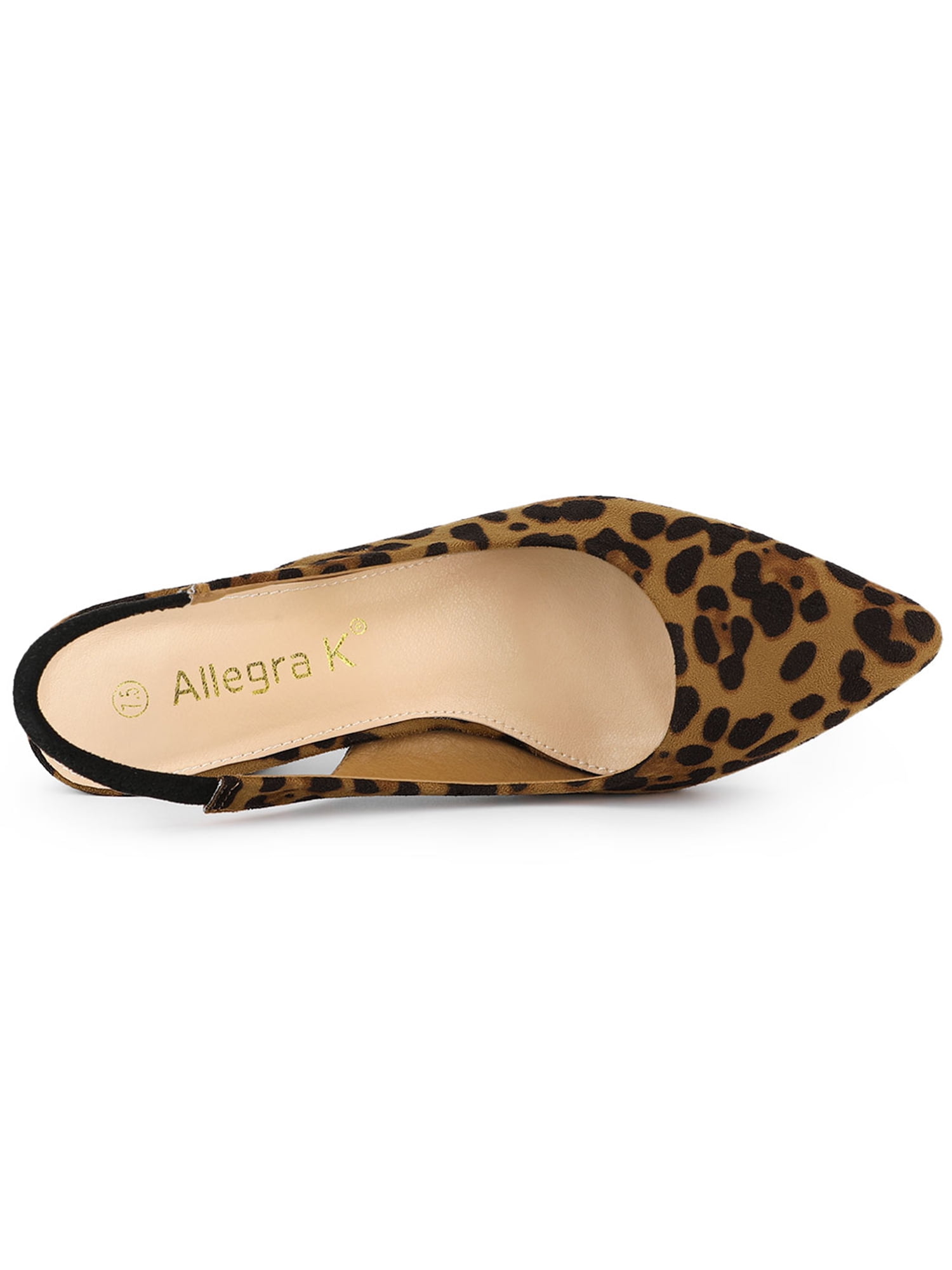 DARING DIVA Women's Pointed Toe Chunky Heel Pumps Slingback Heel Leopard 8.5