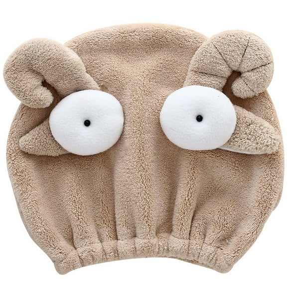 Ouitble Chapeau pour Cheveux Rapide Élastique Super Absorbant, Bonnet Enveloppant pour Cheveux, Chapeau en Fibre Fine, Bande Dessinée, Séchage des Cheveux, Serviette pour Bain, Douche, Spa (Chameau)