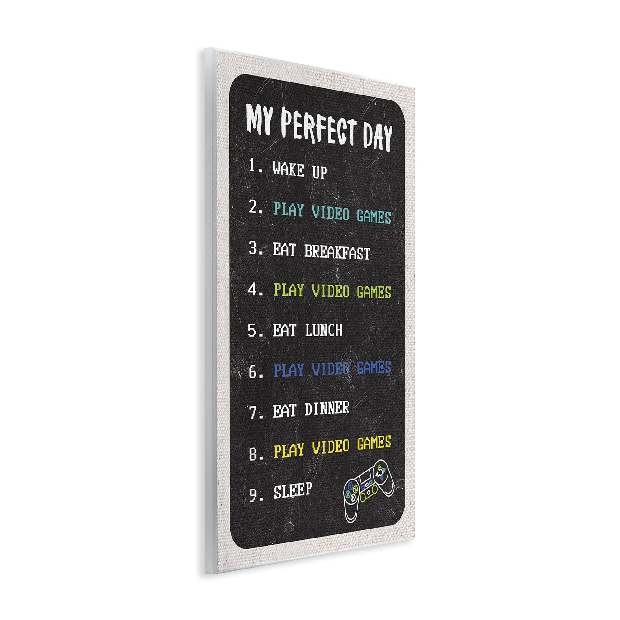 Stupell Industries Perfect Day Gamer Life Typography Painting Unframed Art Print Wall Art, 10 x 15