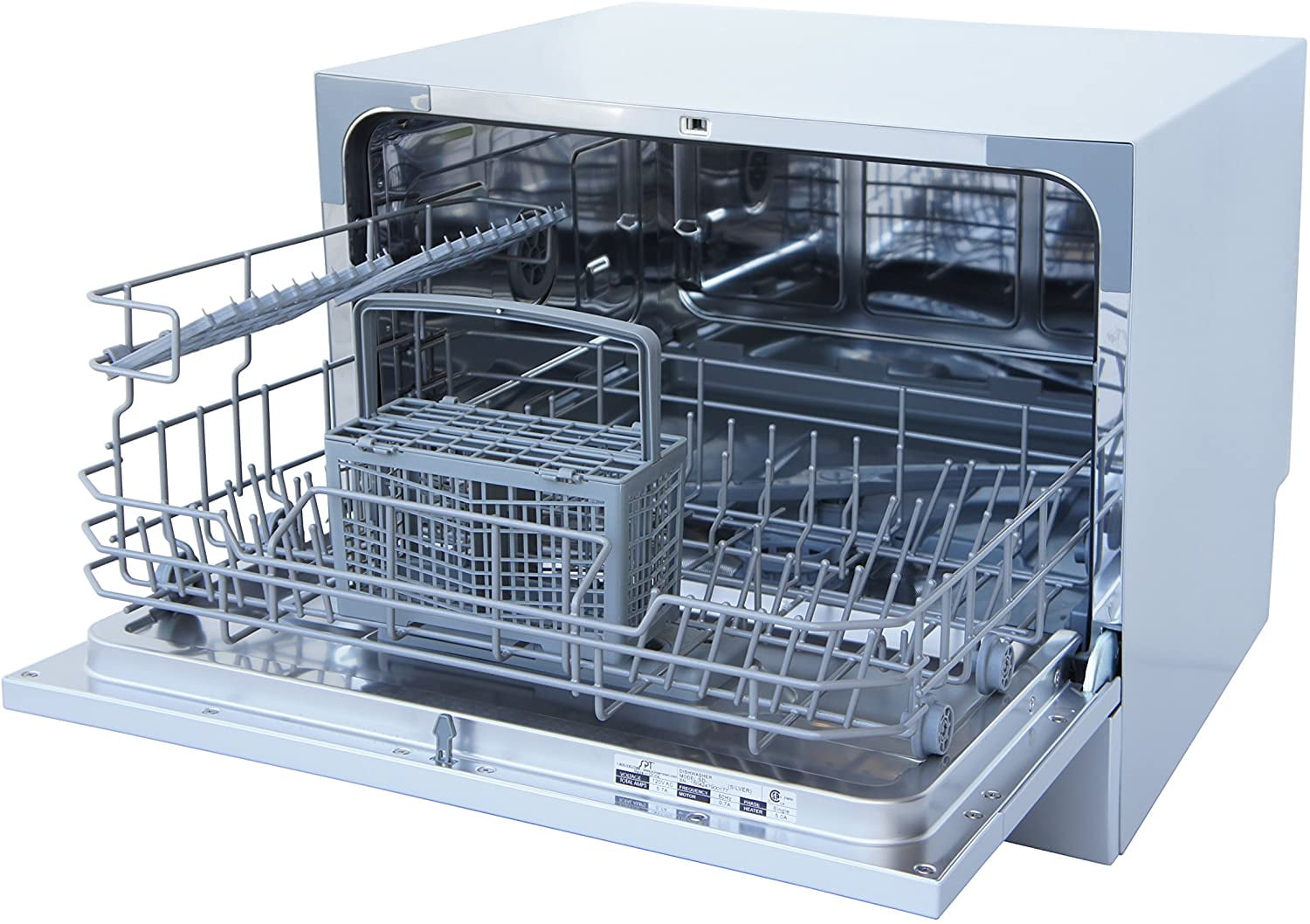 Compact Countertop Dishwasher/Delay Start-Energy Star Portable Dishwasher with Stainless Steel Interior and 6 Place Settings Rack Silverware Basket/Apartment Office Home Kitchen, White - 3
